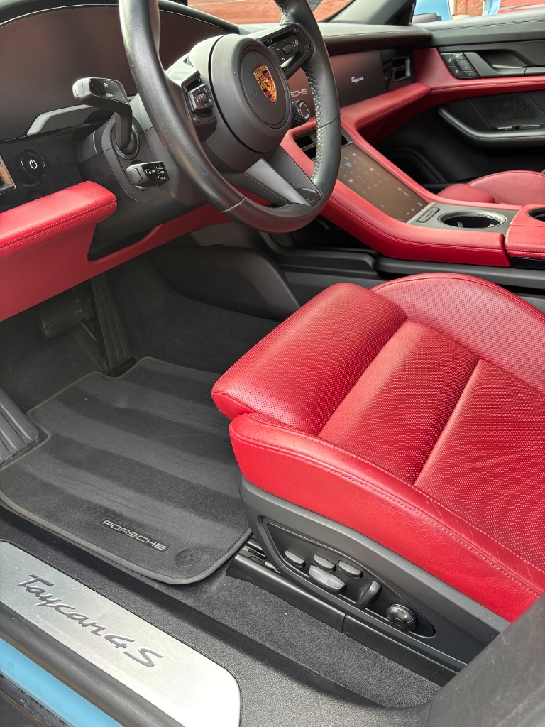 Porsche Taycan 4S Interior - Full Interior Detail · Bordeaux Red Leather Treatment